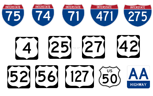 I-75, I-71 I-70, I-275, I-74